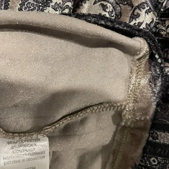 Unity World Wear Womens Black Lace VNeck 3/4 Sleeve Velvet Velour Blouse Size 3X - Picture 6 of 9